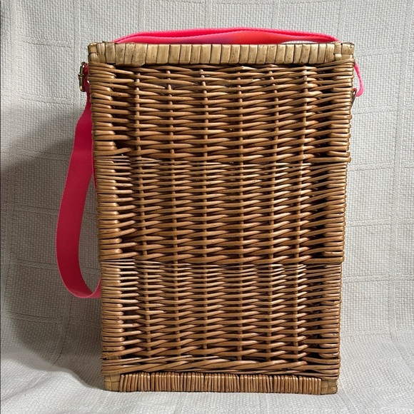 Lilly Pulitzer Insulated Wicker Wine Basket With Strap - Picture 2 of 7
